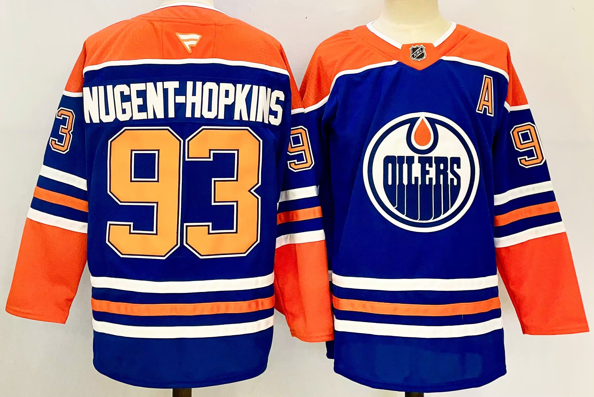 Men Edmonton Oilers #93 Nugent-Hopkins Blue 2025 Home Premier Player NHL Jersey